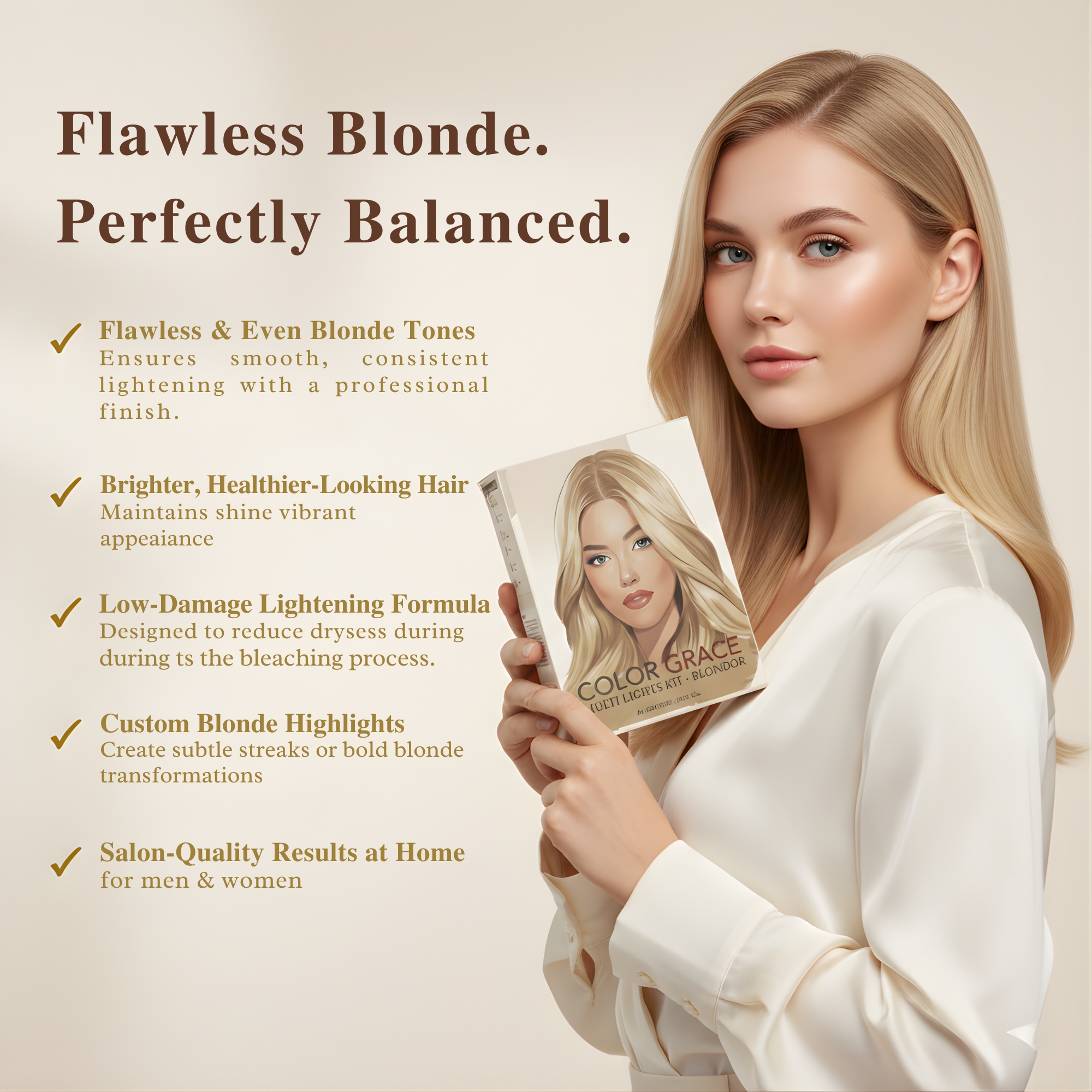 Color Grace Multi Lights Kit Blondor | Golden blonde Hair Color Powder For Women & Men - Image 3